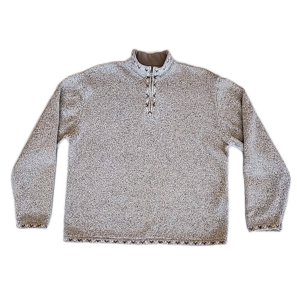VTG Woolrich 1/4 Zip Sweater Womens Size XL Beige Embroidered Chunky Casual Ski‎
